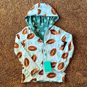 NWT Posh Peanut light/pastel blue Football 🏈 Reversible Hoodie 4T